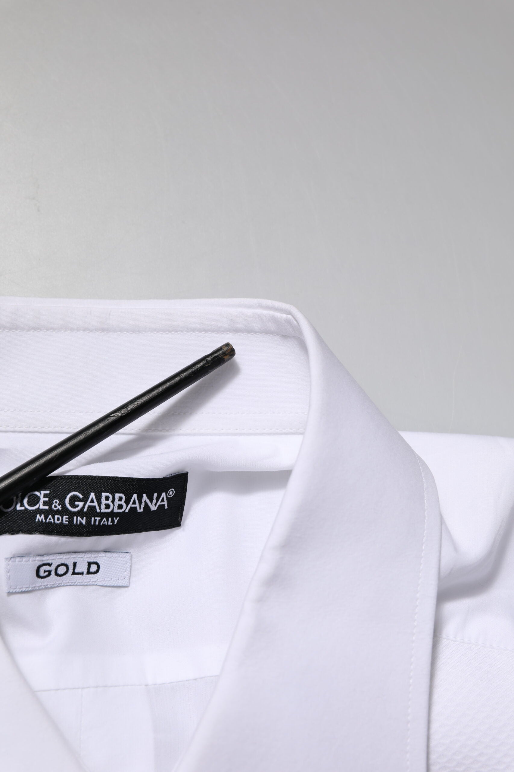 Dolce & Gabbana White Bib Cotton Poplin GOLD Men's Shirt